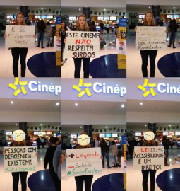 Jovem protesta contra a falta de legenda nos cinemas